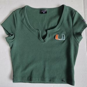 Hype & Vice University Of Miami Crop Cropped Cali Tailgate Top Size M